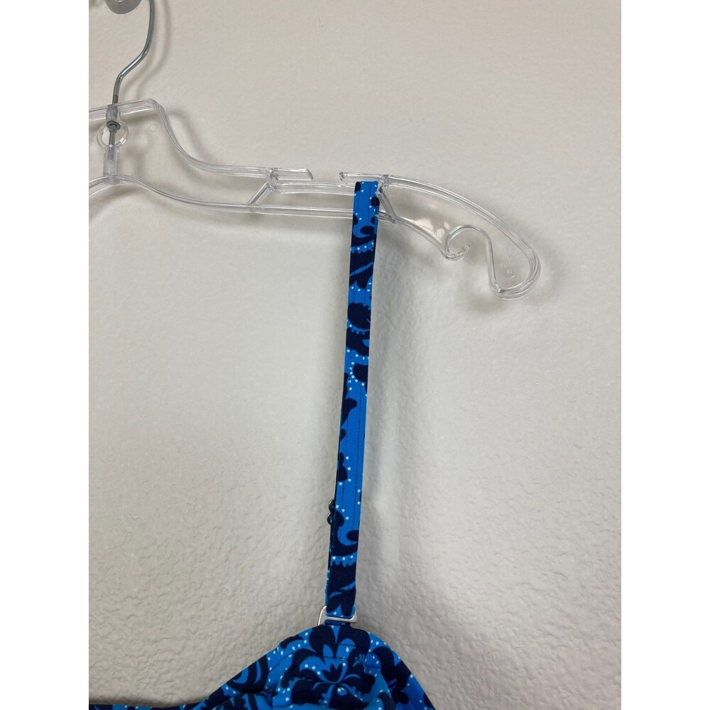 Lands' End Women's Swim Tankini Top Size 18 Blue Floral Ruched Sides - Picture 2 of 8